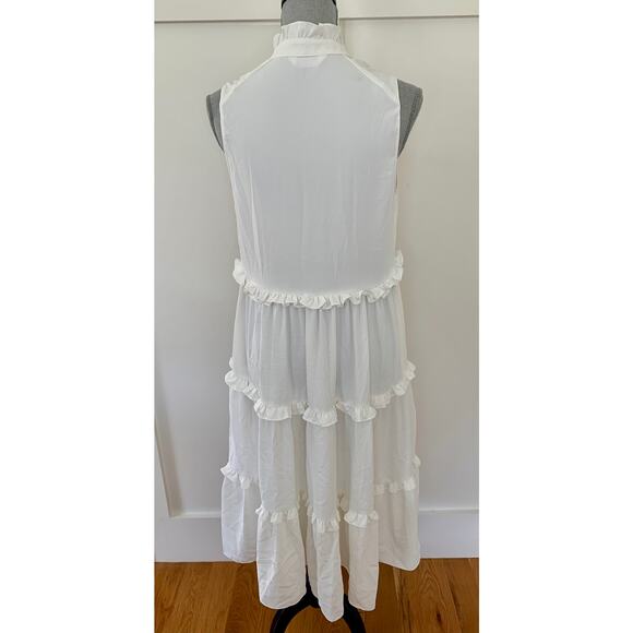 Amanda Uprichard Wilma Midi Tiered Dress in White Medium Pullover Sleeveless - Picture 5 of 6